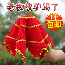 Dancing northeast Yangko two people turn silk flower octagonal towel professional skills examination handkerchief childrens small square scarf