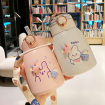  Water cup thermos cup female cute school with straw large capacity high facial value net celebrity pot childrens special big belly cup