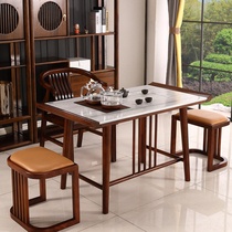 New Chinese style balcony tea table Household modern simple small tea table Solid wood Zen Kung Fu tea table tea set one