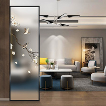 Modern simple light luxury glass screen partition living room New Chinese style home-style entrance decoration Bedroom block flowers and birds