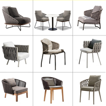 Nordic Outdoor Rattan Chair Three Sets Balcony Table And Chairs Tea Table Combined Sample Board Room Light Lavish Hotel Casual Rattan Furniture
