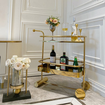 Coss light luxury Nordic golden cake cart frosted metal wine stainless steel ins can move hands-on push dining car