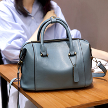 Tide Card Fashion Great Capacity Boston Bag Girls 2022 New Single Shoulder Inclined Cross Pillow Bag Genuine Leather Handbag