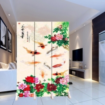 Flower rich folding mobile screen partition Fashion living room entrance Home office Hotel beauty double-sided barrier