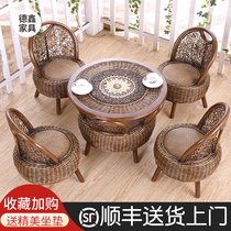 Real vine chair Three-five pieces Balcony Small Table And Chairs Combined Natural Vines Chair Single Small Tea Table Casual Living-room Patio