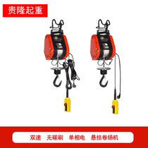 Brushless double-speed frequency conversion soft start wire rope miniature electric hoist air conditioner small crane 220V household decoration