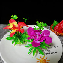 Hotel disc head swinging disc decorated with flower and grass small swinging pieces kitchen cold dish Spurs body parquet creative disc accessories embellished with flowers