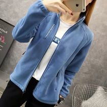 Spring and autumn outdoor fleece jacket womens casual fleece jacket mens hiking mountaineering stand-up collar cardigan running morning exercise sweater