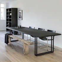 loft industrial wind desk Nordic solid wood meeting table strip wood table log bench retro big board