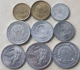 Five-star map version of Brazil 1955-1965 9 coins, a large set of 10 points-20 Cruzeiro