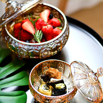 Luxury amber yellow Roman candy jars vintage food storage can storage cans ornaments coffee table front desk candy jars