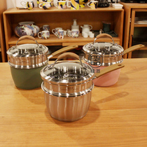 304 stainless steel milk pot glass lid supplementary pot with steamer milkpot silicone handle polythermal Composite bottom steamer