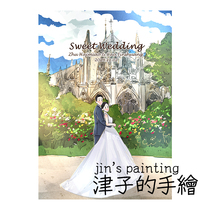Jinzi Hand-painted Wedding Ceremony Q Edition Cartoon Character Cartoon Design Photos Turn Hand-painted Welcome Water Card Initiative