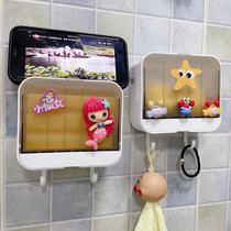 Cartoon soap box drain toilet wall-mounted student soap box with lid free hole-free creative double-layer soap box rack