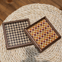Japan Box Root Consignment Wood Fine Work Day Style Solid Wood Entrance Key Debris small pallet Thousand-bird lattice Creative tea tray Small tray