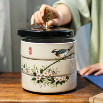 New Chinese ceramic storage tank with lid home living room dried fruit snack storage box porch decoration jewelry box ornaments
