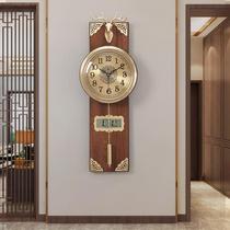 New Chinese brass mute hanging bell household living room table hanging wall creative retro decoration clock China wind quartz clock