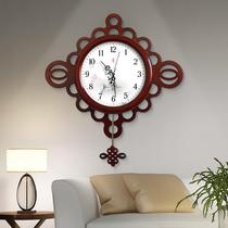 Solid wood hanging clock Living room Modern Chinese Creative Clock China Wind Style Silent Swing Personality Quartz Clock Watch