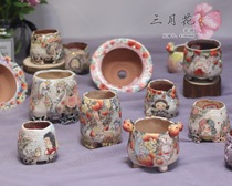 Hare exclusive handmade three-dimensional cute cartoon retro color breathable succulent plant flower pot desktop flower