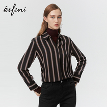 Shopping mall's same new evoli 2020 spring Vintage stripe silk shirt female 1ab120351q