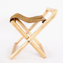 Mazar solid wood cowhide folding small stool home new canvas bench backrest portable light wide high chair change shoes