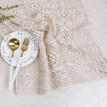 ins hollow woven photography background cloth napkin Cake Gourmet dessert lace table cloth mat photo props