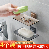 Crystal soap box paste wall-mounted drain non-perforated soap rack bathroom creative plastic transparent soap tray