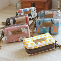Cute double layer zipped small rabbit pink zero wallet hand carrying small containing bag card bag printed hand bag Korean version