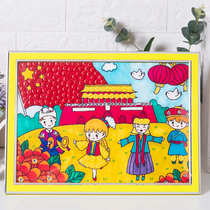 Childrens handmade diy make minority unity theme kindergarten students creative button stickers