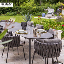 Outdoor table and chairs patio outdoor garden dining table and chairs combined open-air balcony arranged patio table and chairs waterproof rattan chair