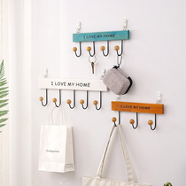 Solid wood hanger wall door entrance coat rack creative pai gou coat hook clothes adhesive hook wall-mounted coat hook