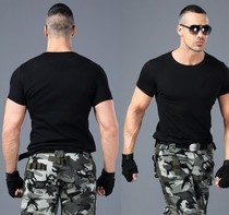 Fitness sports short sleeve mens summer new elastic cotton slim round neck T-shirt overfitting fitness training half sleeve men