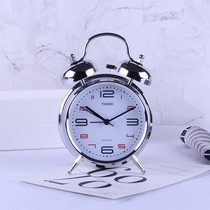 4 inch fashion simple bell metal alarm clock creative multifunctional student bedside mute round clock watch with night light