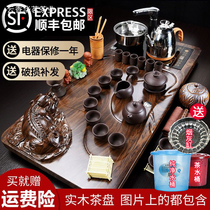 Fully automatic four-in-one tea set set household integrated solid wood tea tray whole set of Kung Fu purple sand ceramic tea cup tea table