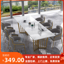 Nordic Light Extravagant Marble Conference Table Minimalist Modern Creative Desk Living-room Guests Table Negotiating Table And Chairs Combination