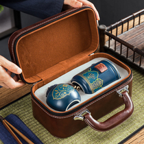 Travel tea set portable one pot three cups outdoor car ceramic bubble teapot business gift LOGO customization