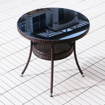Outdoor Balcony Knitted Rattan Table Chairs Outdoor Patio Casual Tea Table Leaning Back Chair Iron Art Single Small Chair Composition