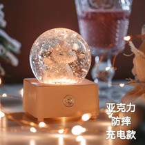 Anti-fall Crystal Ball Music Box Music Box Music box snow night light birthday gift to send girls boy 12-year-old Christmas