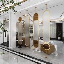Nordic entrance decorative partition living room dining room rotatable wrought iron light luxury glass decorative screen partition