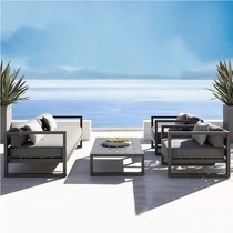 Minimalist courtyard outdoor sofa light luxury balcony leisure table and chair combination simple modern reception meeting guest negotiation card seat