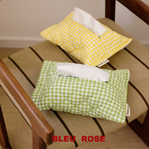 BLEU et ROSE (yellow green bubble) original quilting thread ins Japanese tissue bag simple Plaid tissue cover