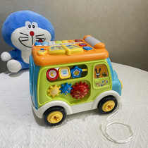 Childrens puzzle early education multi-function Music bus baby cable toy car building blocks pairing polyhedron month