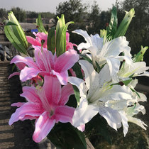Fake flower lily simulation flower beam single-branch living room TV cabinet table decoration flower art swing piece vase flower arrangement