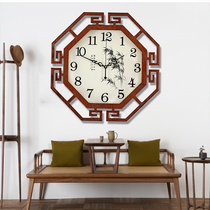 Octagonal Wall Clock Living Room Chinese Clock Mute Personality Fashion Creative Home Chinese Wind Clock Wooden Quartz Clock