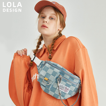(2021 new)Lola vitality girl checkerboard chest bag Japanese fashion cool ins student messenger fanny pack