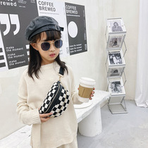 Super fire Net red checkerboard chest bag small girl bag 2021 new childrens shoulder bag fashion small bag tide parent-child