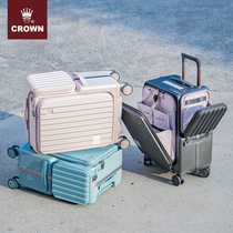 CROWN CROWN luggage trolley case 20 inch suitcase female universal wheel multi-function boarding case 5298
