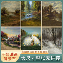 Hand-painted oil painting background cloth European and American retro landscape painting background Childrens photo studio wedding photography background