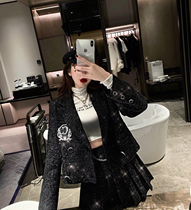 Q women's suit coat women's autumn and winter suit celebrity small fragrant short suit high waist A-line skirt two piece set