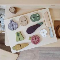 ins cut fruit toy vegetables magnetic cut cut to see cut Chele children play house simulation toys wooden building blocks